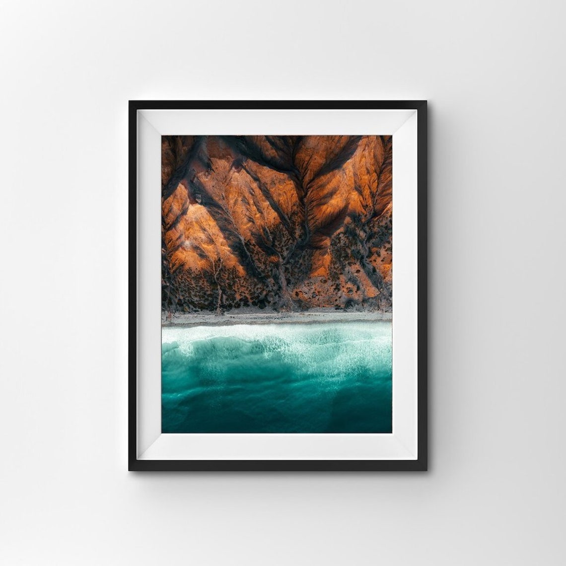 Sellicks Beach South Australia Orange Hills Teal Ocean Aerial Poster - Image 2