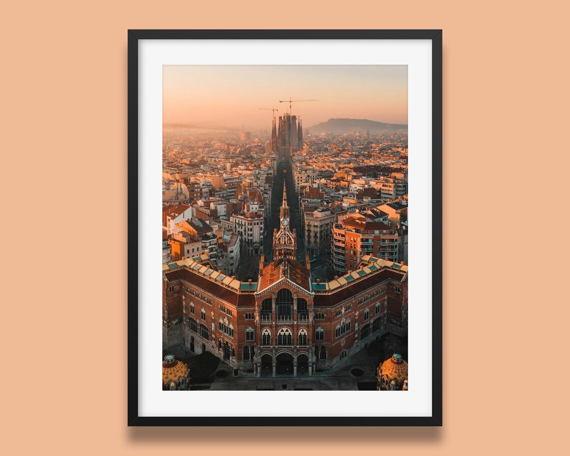 Barcelona Travel Poster, Hospital De Sant Pau Sagrada Familia