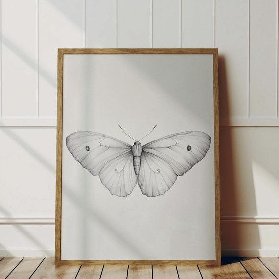 Butterfly Sketch, Minimalist Nature Art Print