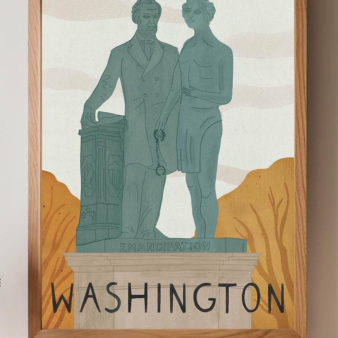 Washington DC Emancipation Monument Statue Historical Art Poster
