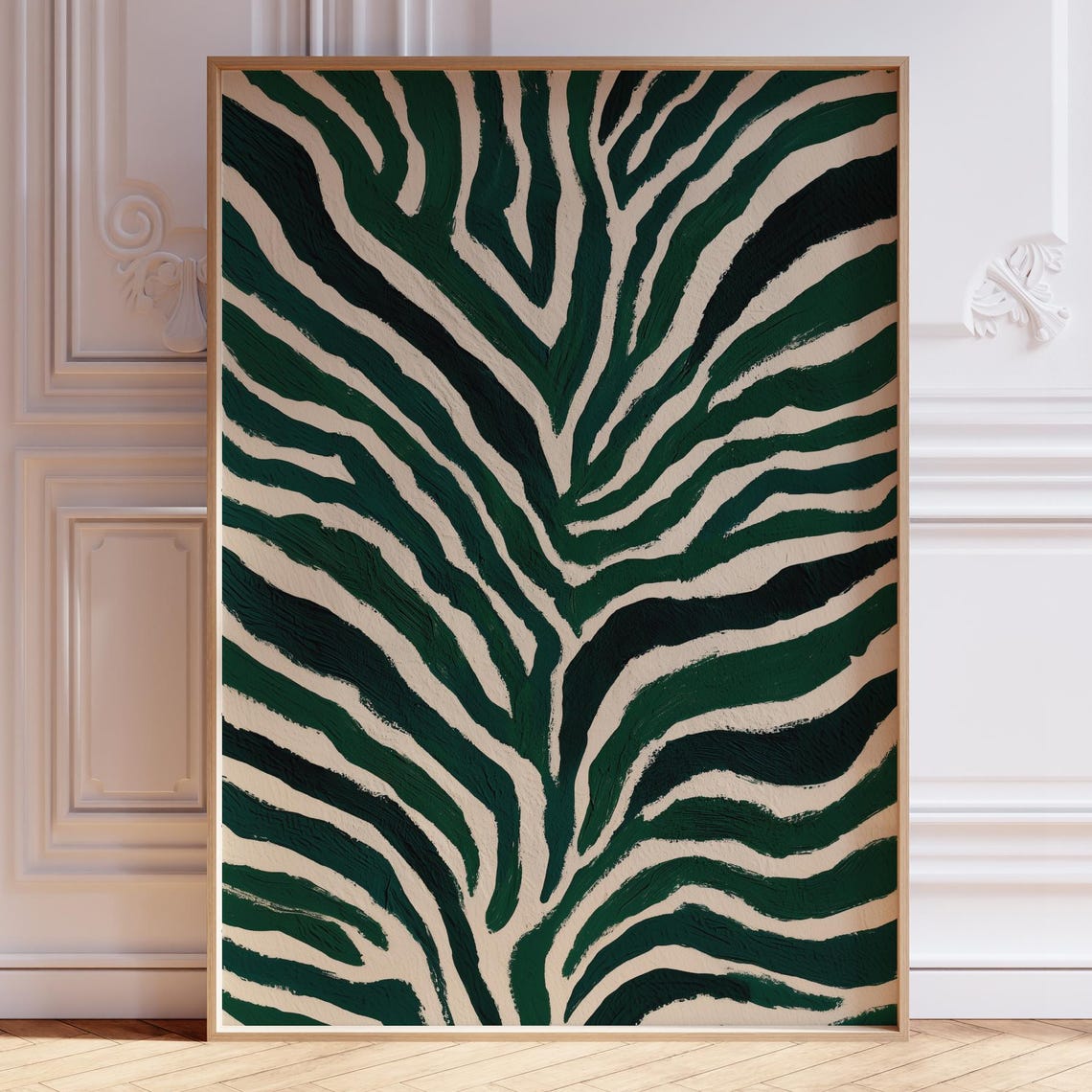 Emerald Green Palm Leaf Pattern Modern Abstract Decor Poster