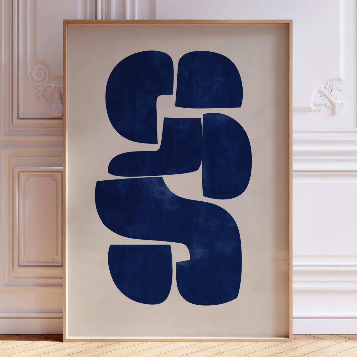 Navy Blue Minimalist Abstract Geometric Art Print