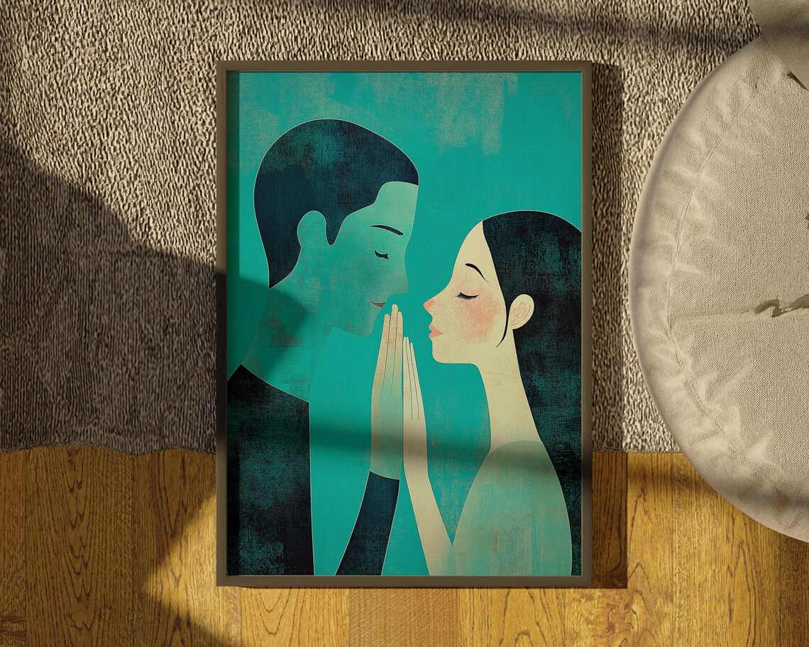 Romantic Couple Abstract People, Minimalist Art Print - Image 4