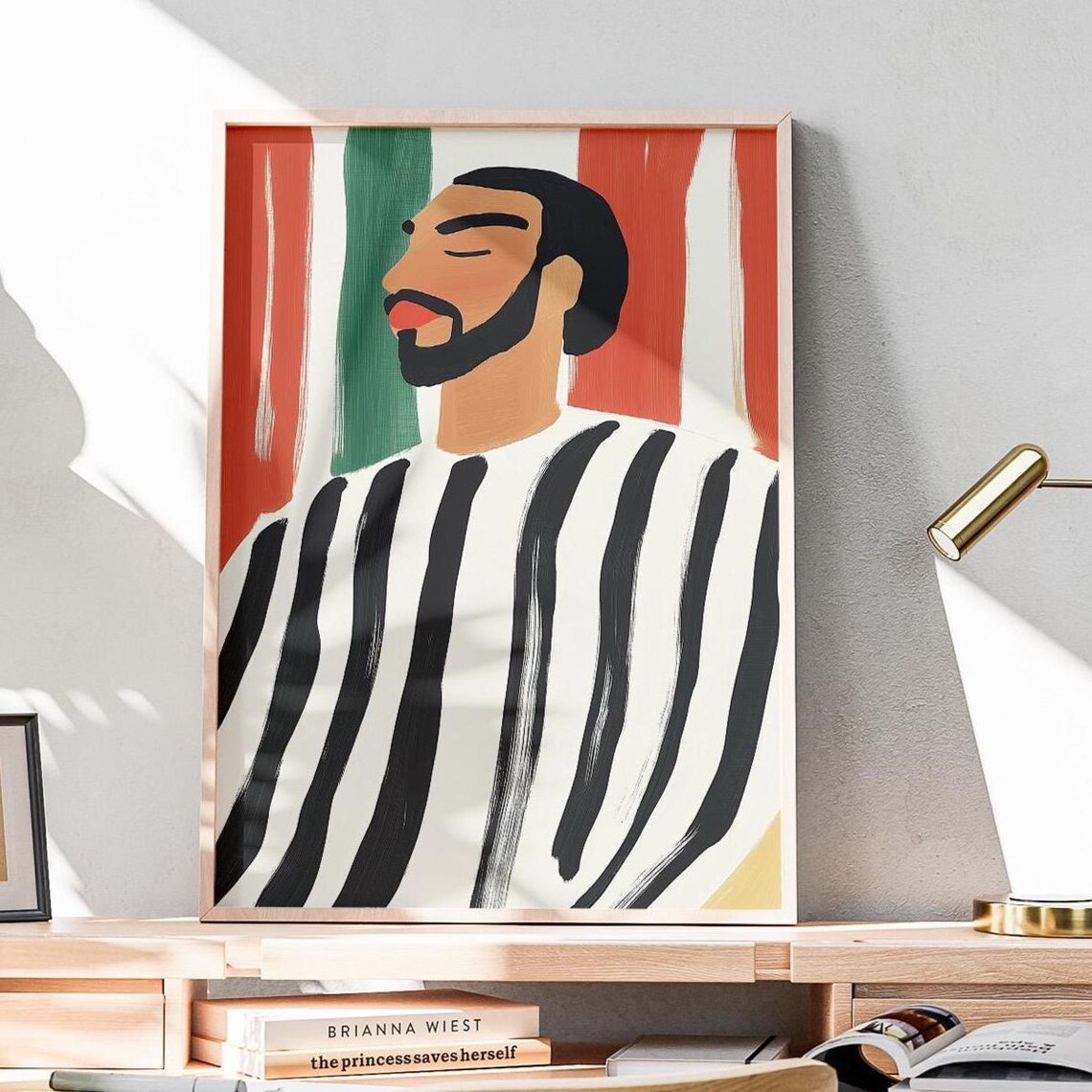 Minimalist Abstract Black Man Stripe Art Print
