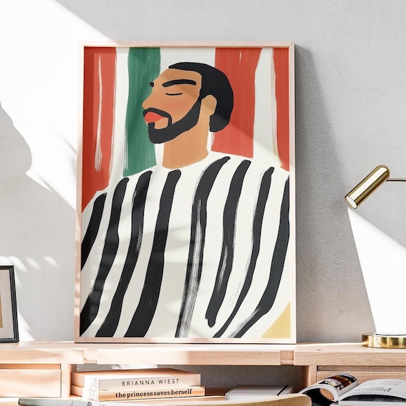Minimalist Abstract Black Man Stripe Art Print