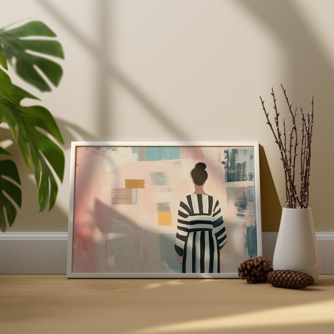 Abstract Modern Woman With Striped Kimono, Japan - Image 2