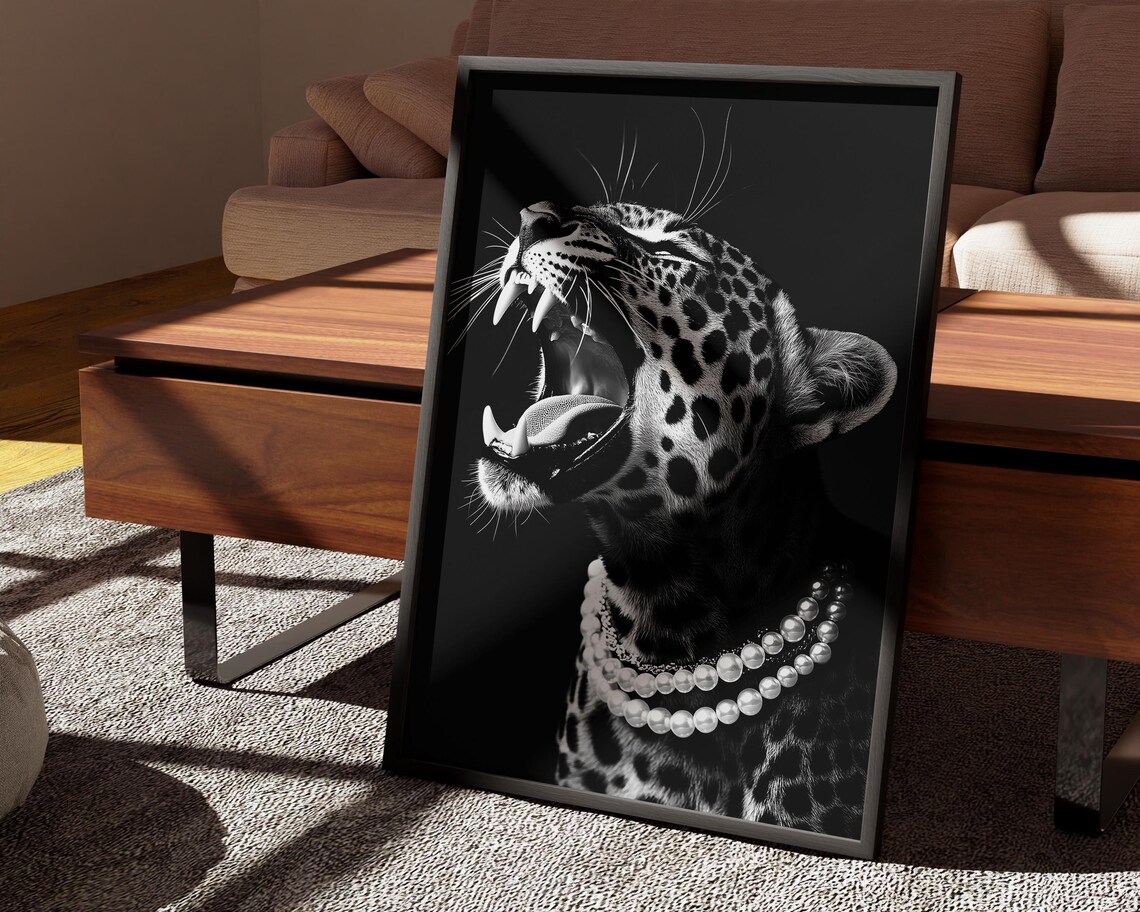 Luxury Leopard With Pearl, Elegant Art Print - Image 4