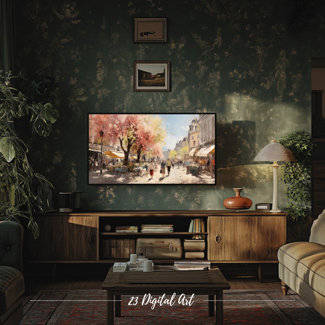 Frame Tv Art Rustic Oil Painting Of Sunday Market In The City Beautiful Summer Botanical Frame Tv Art Frame Tv Art 084 - Image 5