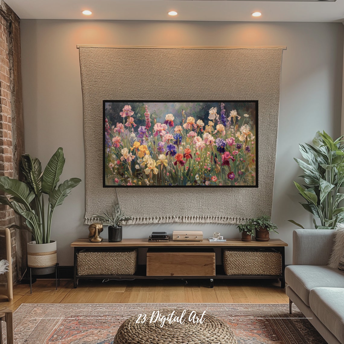 Colorful Iris Flower Garden Pastel Blooms Impressionist Art Poster - Image 5