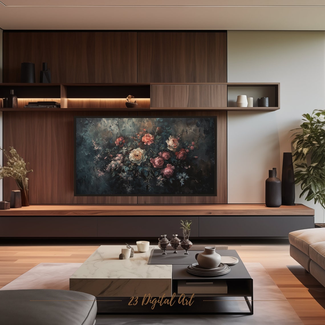 Frame Tv Art Rustic Oil Painting Of Moody Roses Vintage Floral Classic Neutral Floral Botanical Tv Art 115 - Image 6