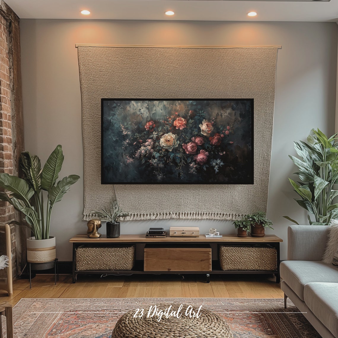 Frame Tv Art Rustic Oil Painting Of Moody Roses Vintage Floral Classic Neutral Floral Botanical Tv Art 115 - Image 5