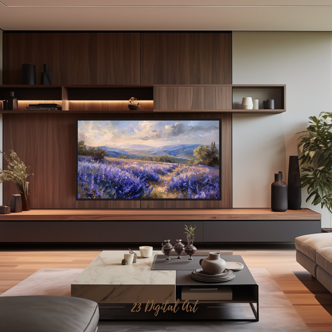 Lavender Field Sunset Purple Blooms Rolling Hills Frame TV Art Poster - Image 6
