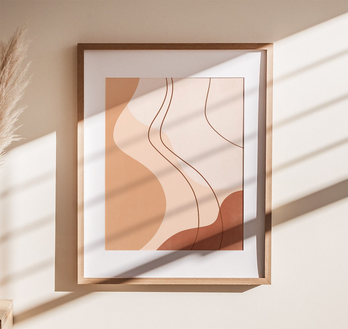 Earthy Organic Curves In Blush And Terracotta Abstract Poster - Image 3