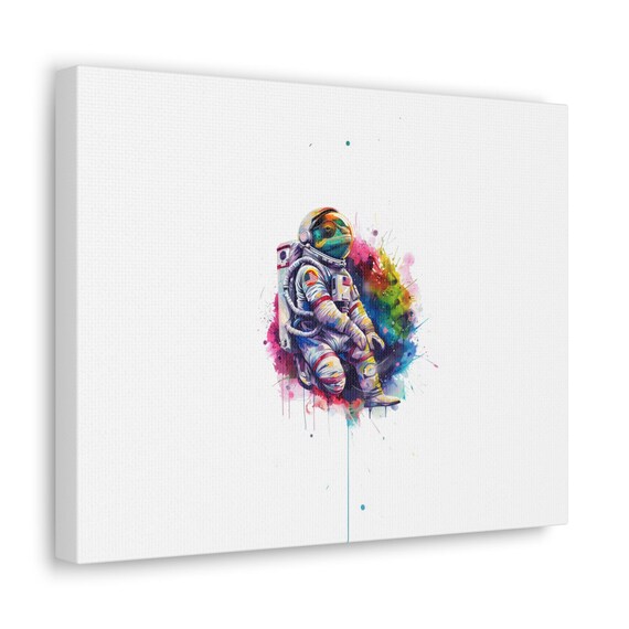 Chameleon Astronaut Watercolor Colorful Space Suit Animal Art Poster