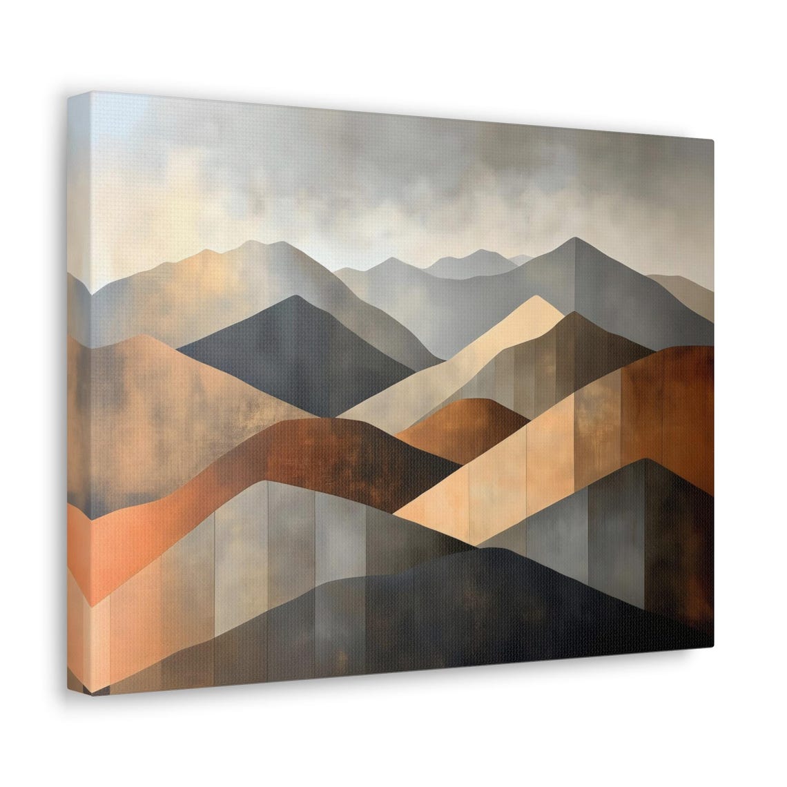 Faceted Mountain Peaks Warm Geometric Modern Minimalist Wall Art - Image 2