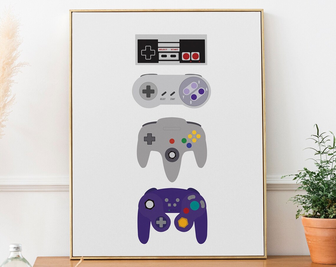 Retro Video Game Controllers Art Print