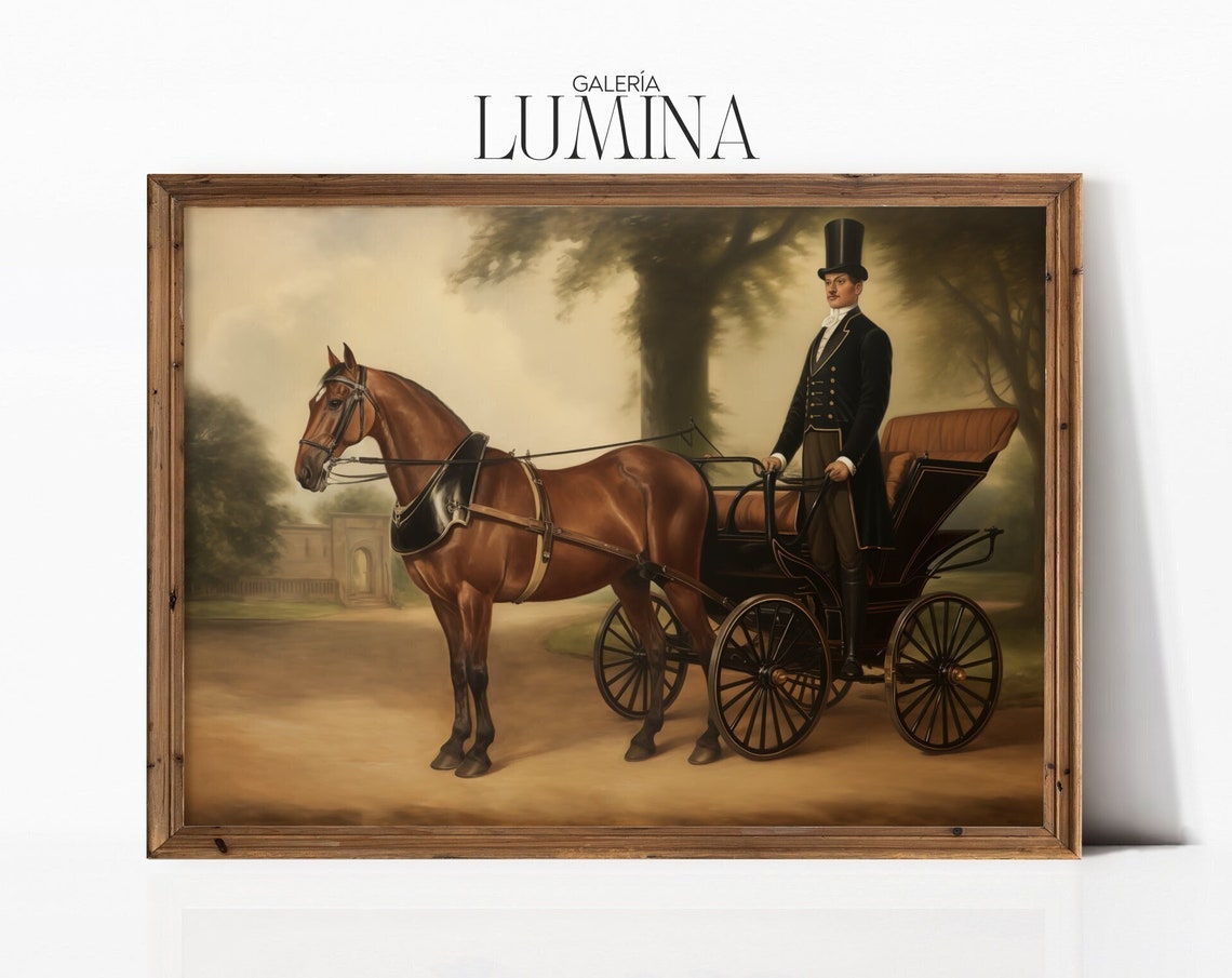 Horse Carriage Original Oil Painting Horse Drawn Carriage Print Elegant Horse Classic Oil Painting Art Frame Tv Art 285