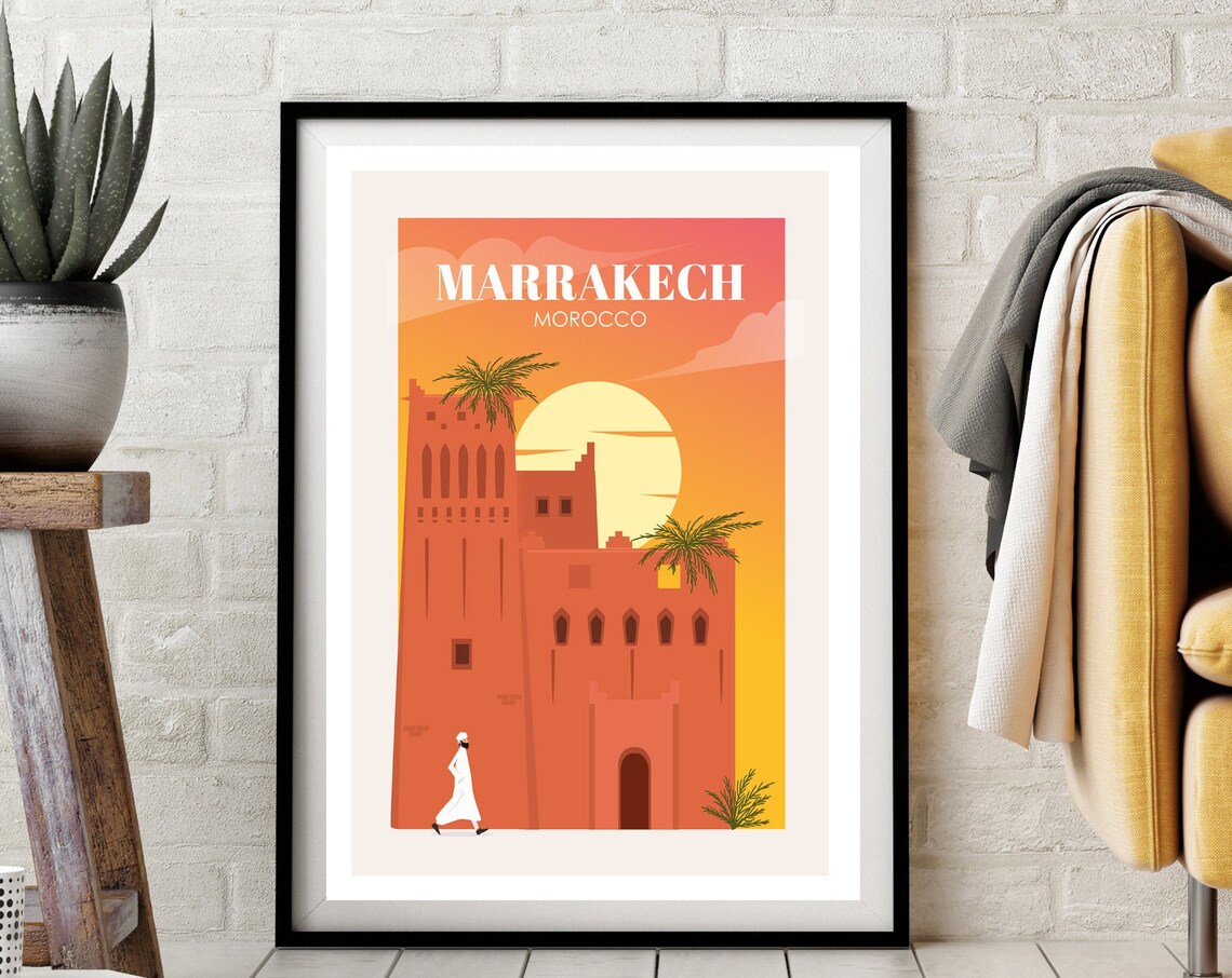 Marrakech Retro Travel Poster, Morocco City Poster - Image 2