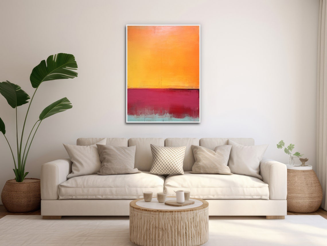 Color Field Orange Magenta Teal Gradient Sunset Abstract Poster - Image 3