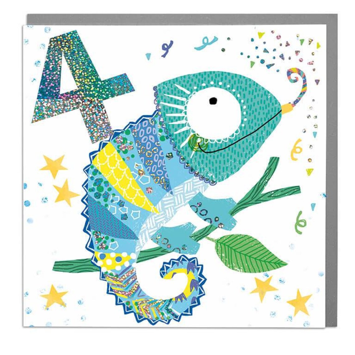 Chameleon Birthday Art, Age 4 Celebration