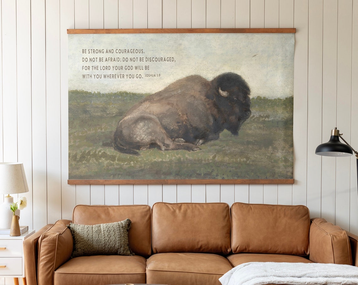 Boys Room Scripture Wall Art Be Strong And Courageous Wall Decor Boys Room Bible Verse Wall Decor Joshua 19 Kids Christian Art 554 - Image 2
