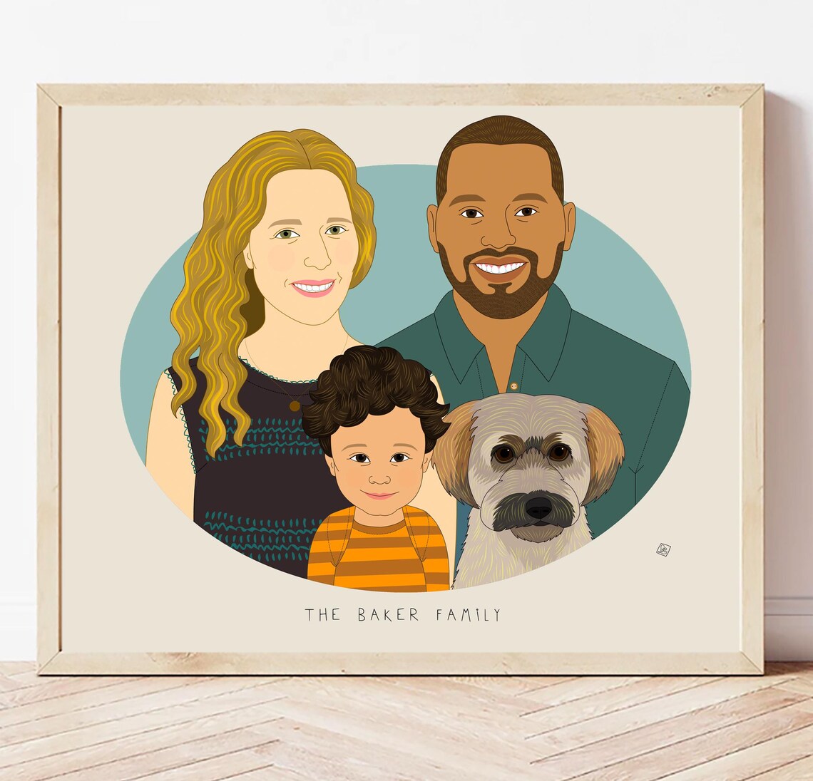 The Mehta-Kaurs Family With Black Dog Custom Portrait Poster - Image 2