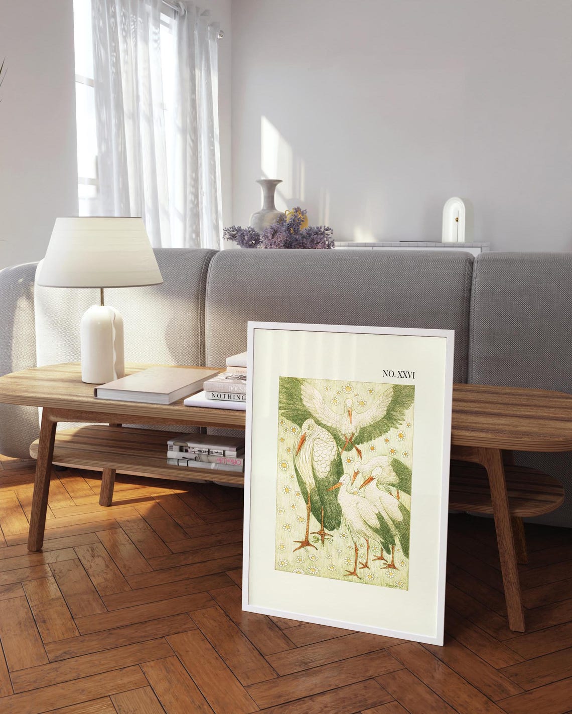 Vintage Storks No XXVI Botanical Bird Illustration Wall Poster - Image 3