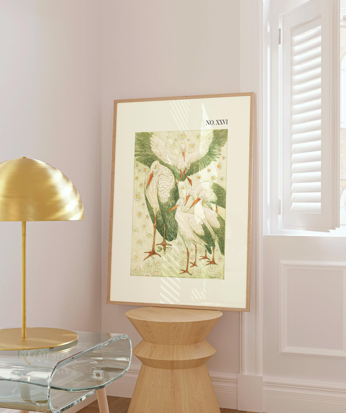 Vintage Storks No XXVI Botanical Bird Illustration Wall Poster