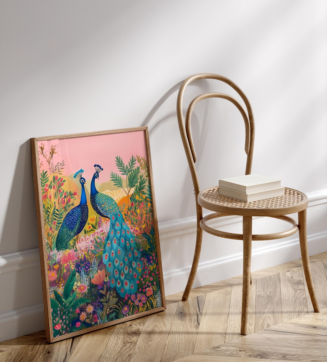 Garden Peacock Illustration, Indian Floral Art Print - Image 2