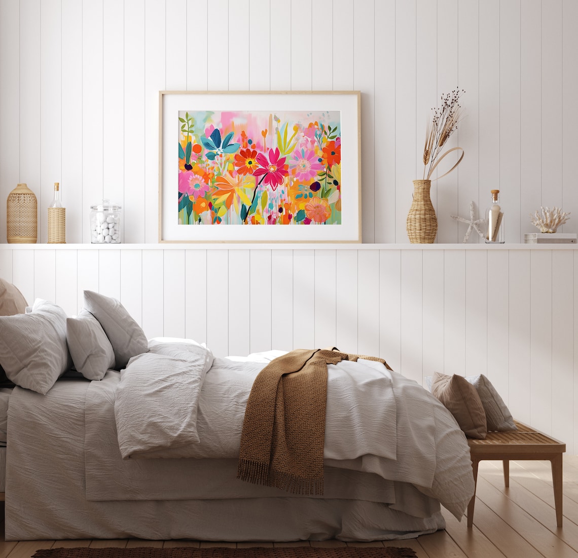 Abstract Floral Gouache Art Print, Summer Botanical - Image 2