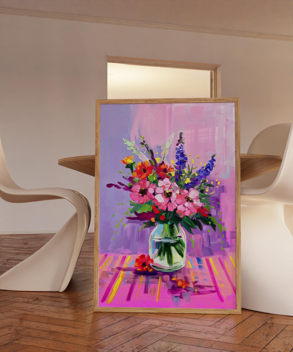 Flowers in a Vase Gouache Botanical Art Print