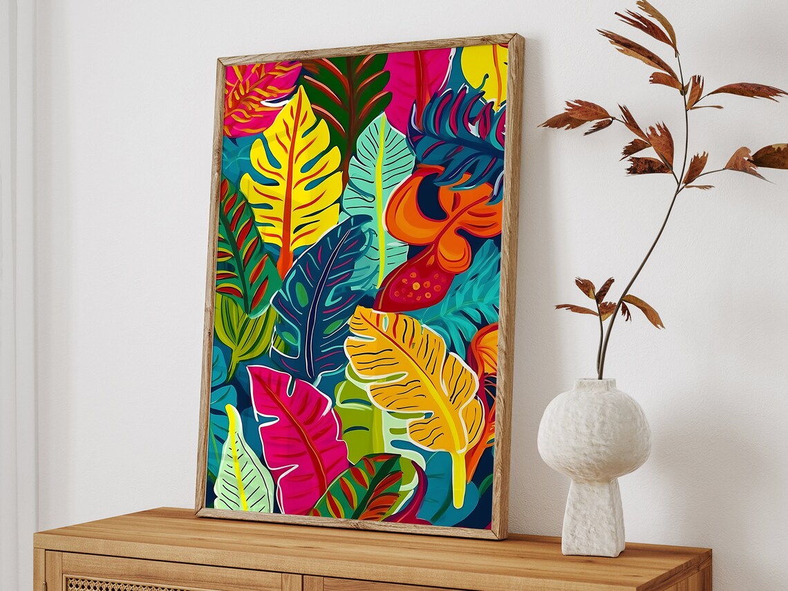 Colorful Tropical Print, Abstract Floral Botanical Art - Image 3