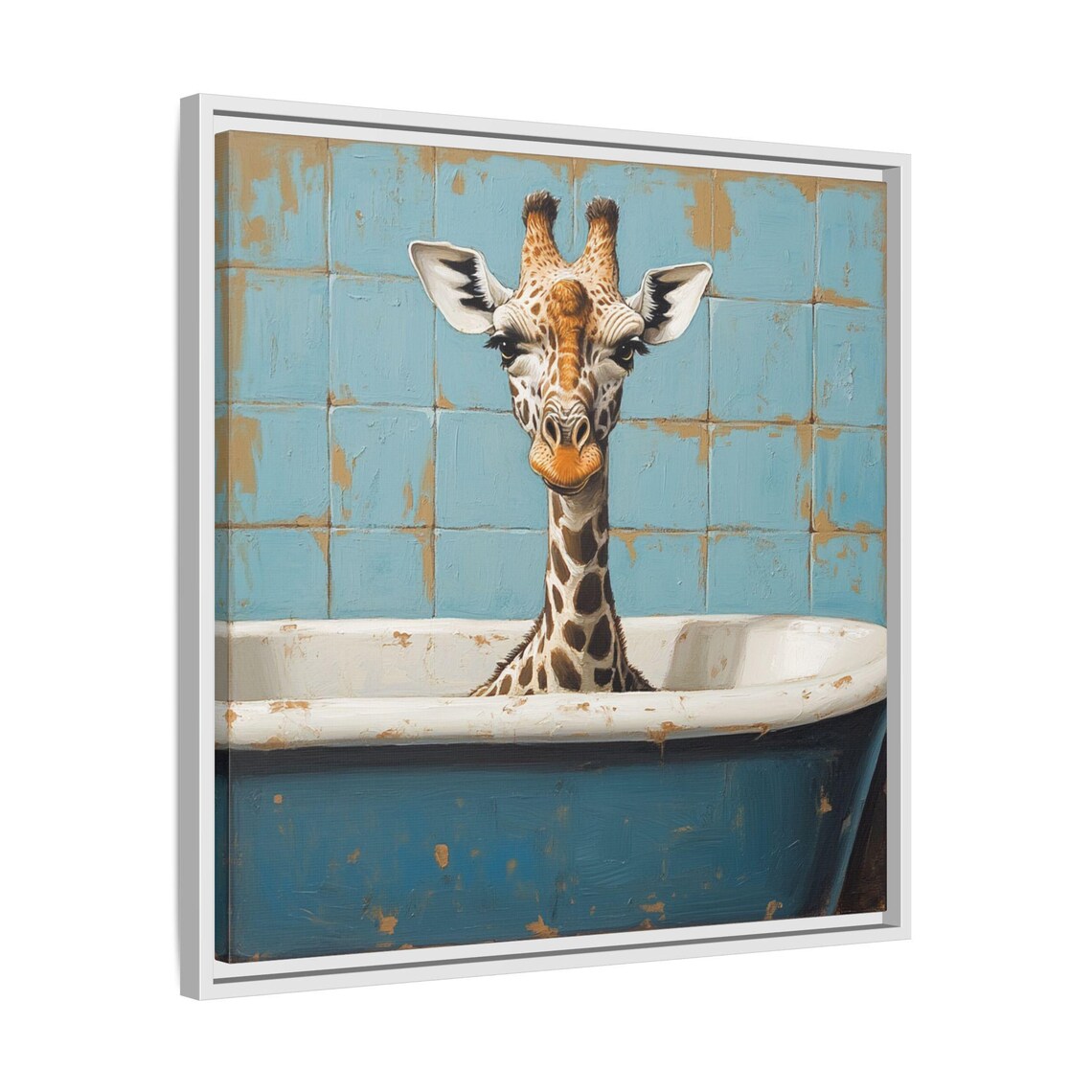 Vintage Giraffe Bathroom Art Print, Kids Bath Decor - Image 4