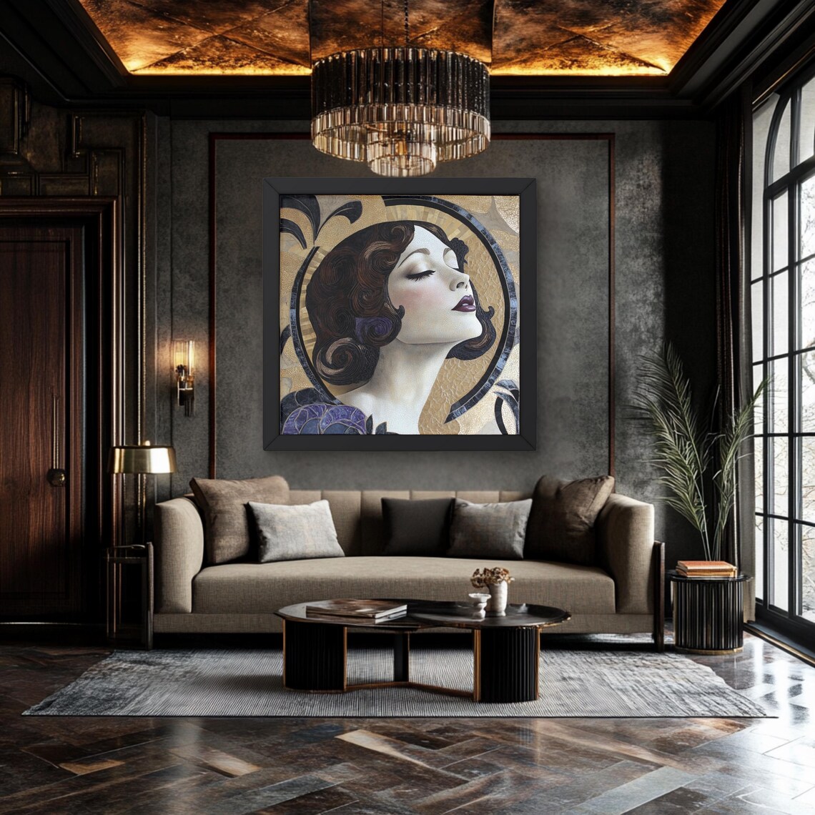 Art Deco Living Room Artwork, Elegant Gallery Piece