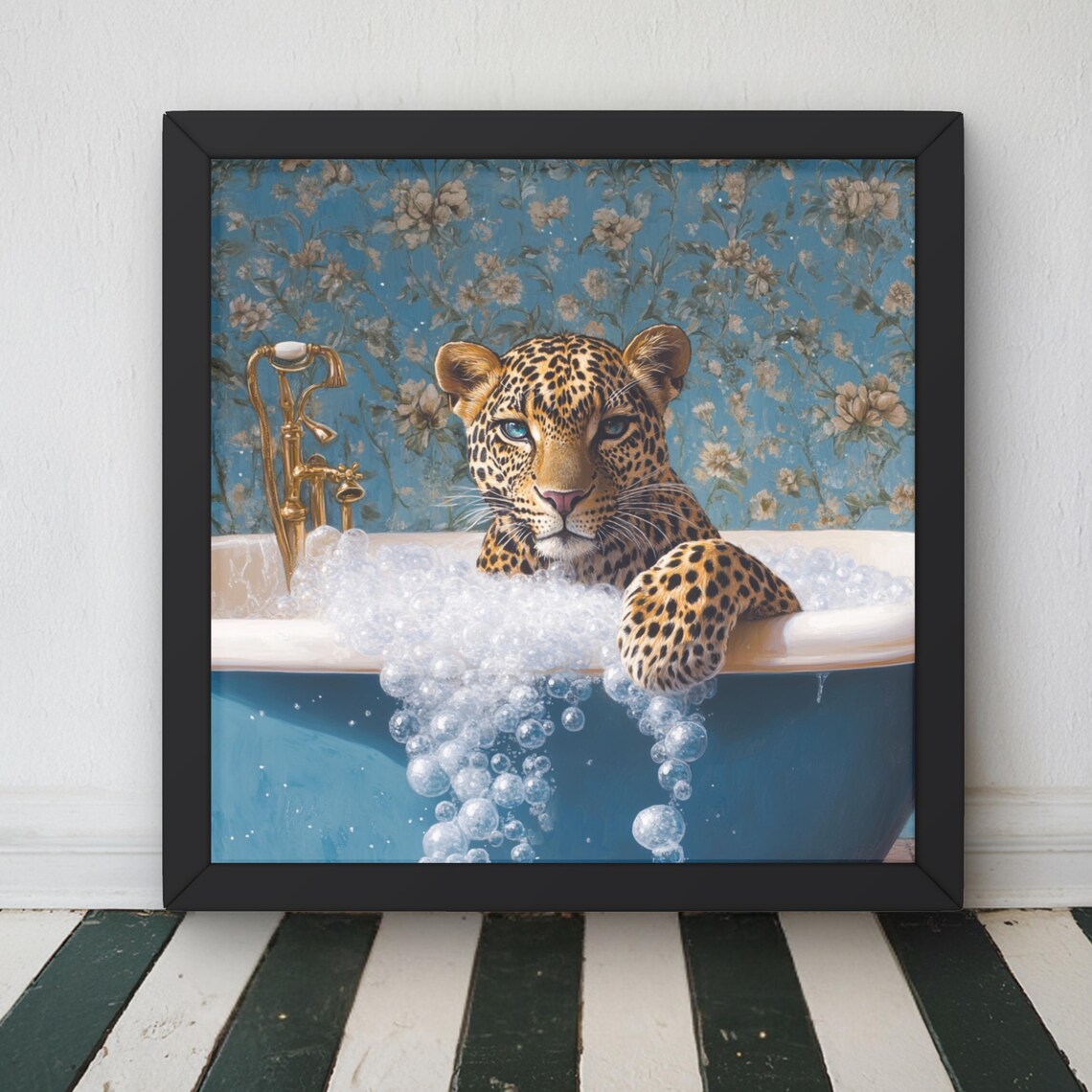 Leopard Bathroom Art Print, Fun Animal Decor
