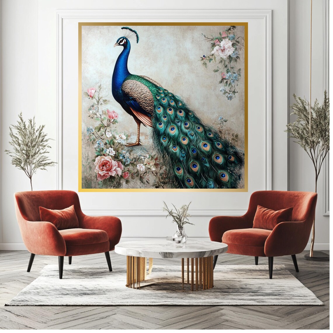 Vintage Peacock Art Print, Elegant Nature-Inspired Decor - Image 2