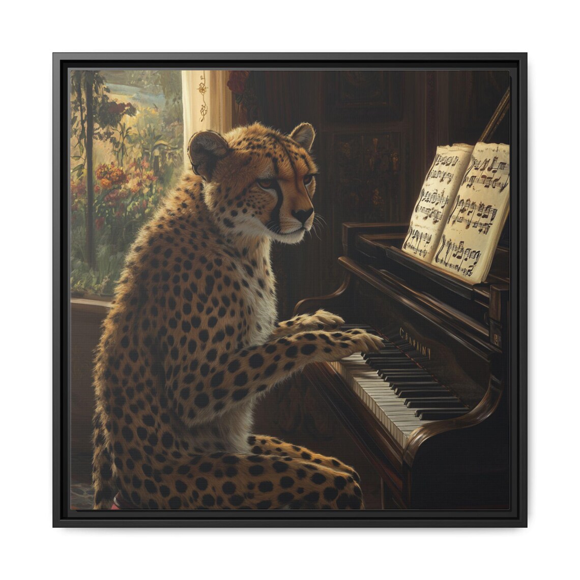 Whimsical Piano Playing Cheetah Art Print - Image 4