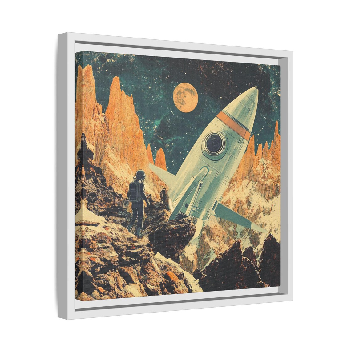 Retro Space Theme Rocket, Futuristic Sci-Fi Poster - Image 4