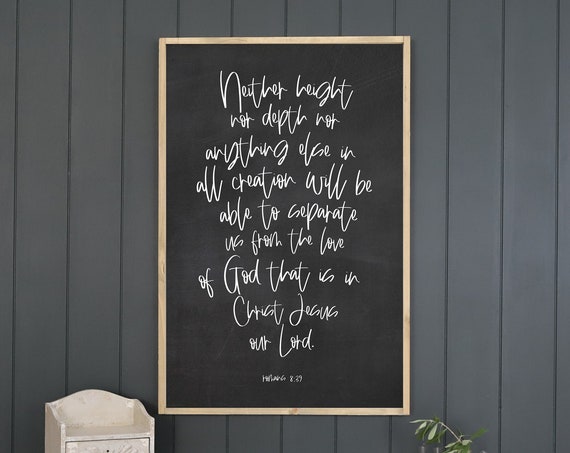 Neither Height Nor Depth Sign Hand Lettered Scripture Wood Sign Living Room Sign Signs For Home Scripture Art
