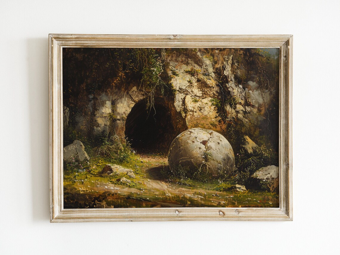 Empty Tomb of Jesus Vintage Oil Painting Art Print