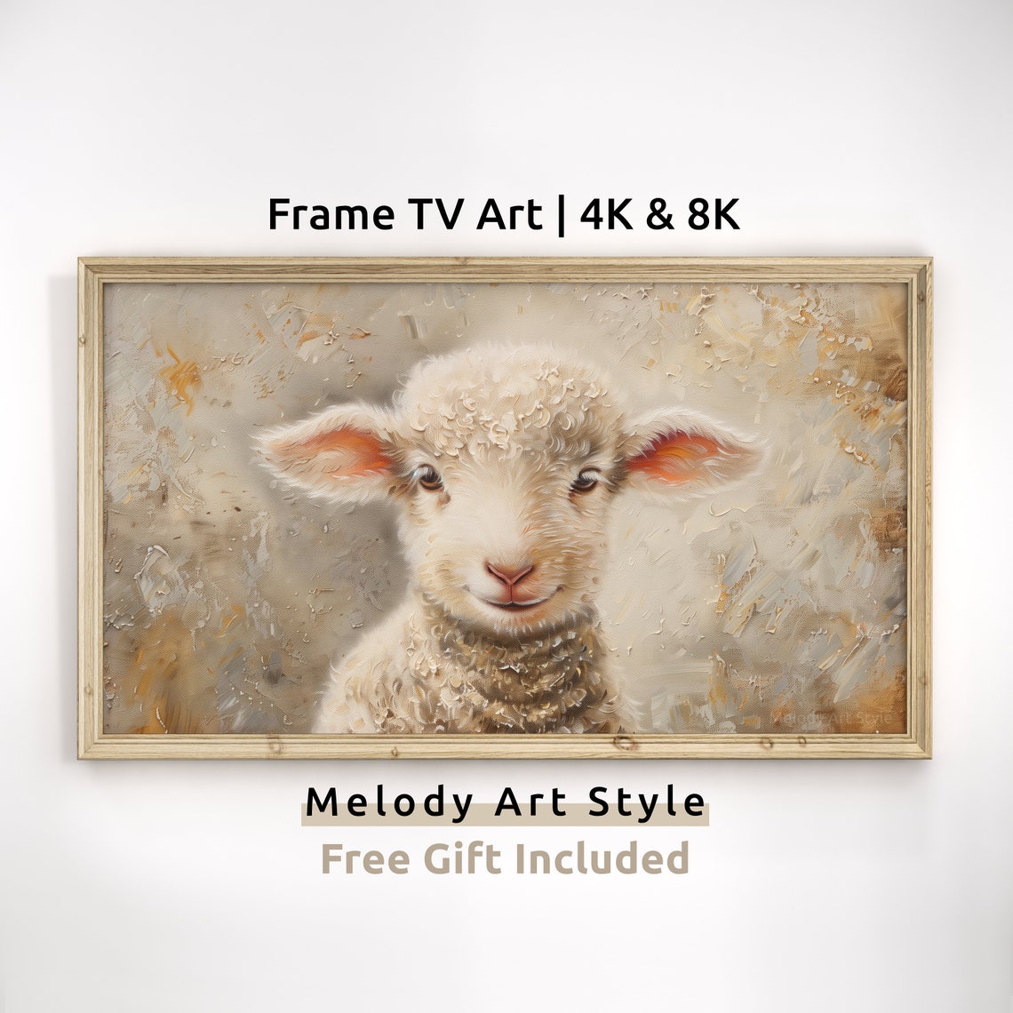 Sweet Lamb Face Neutral Beige Rustic Farmhouse Animal Art Poster
