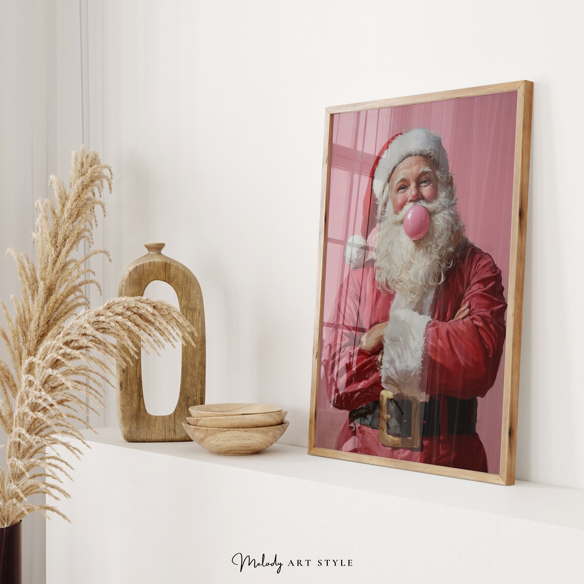 Retro Santa Claus Bubble Gum Christmas Poster Print - Image 2
