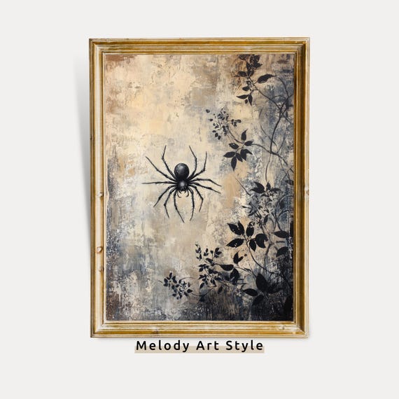 Gothic Spider Wall Art Halloween Insect Decor Vintage Dark Academia Creepy Autumn Poster P655