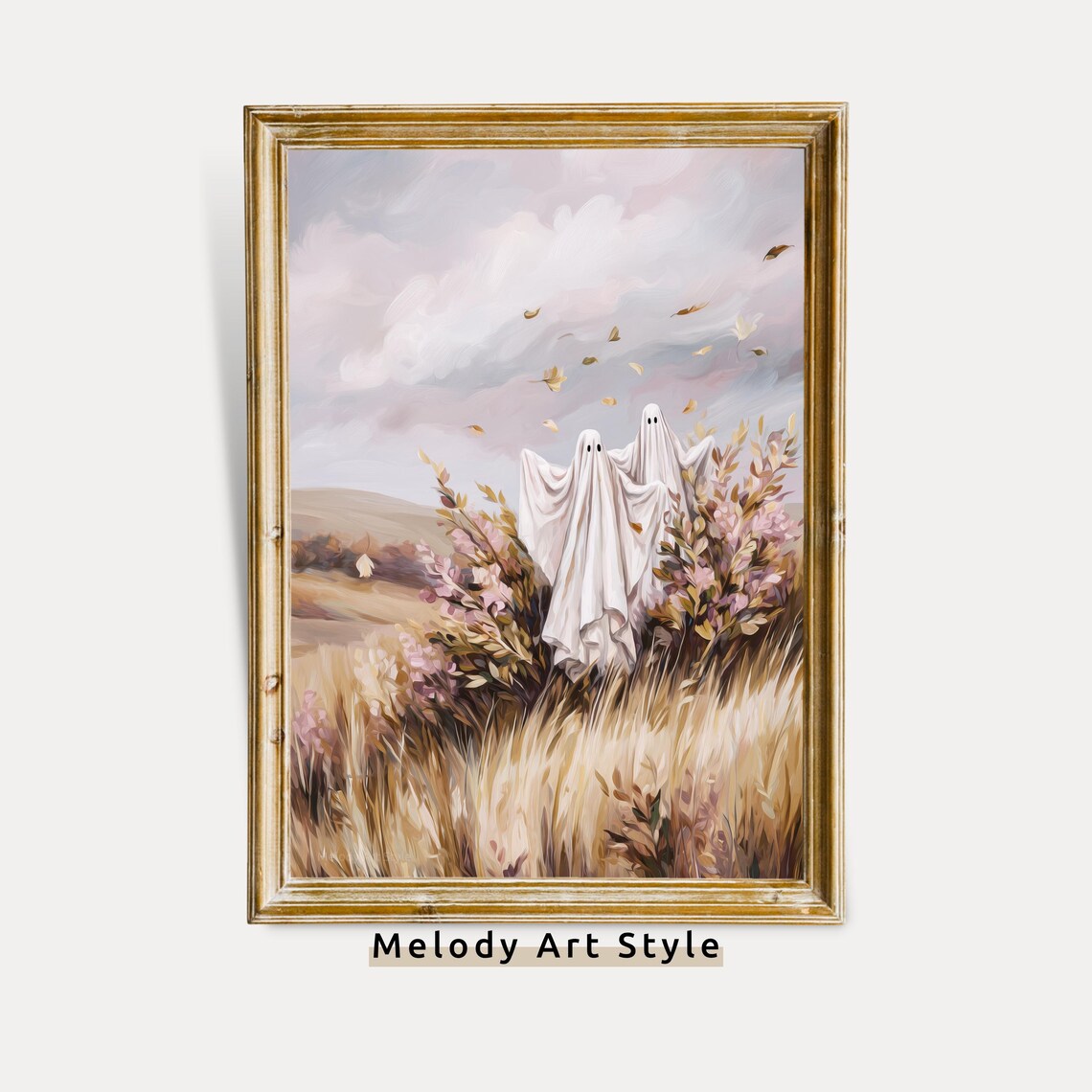 Autumn Bushes Neutral Halloween Art Print