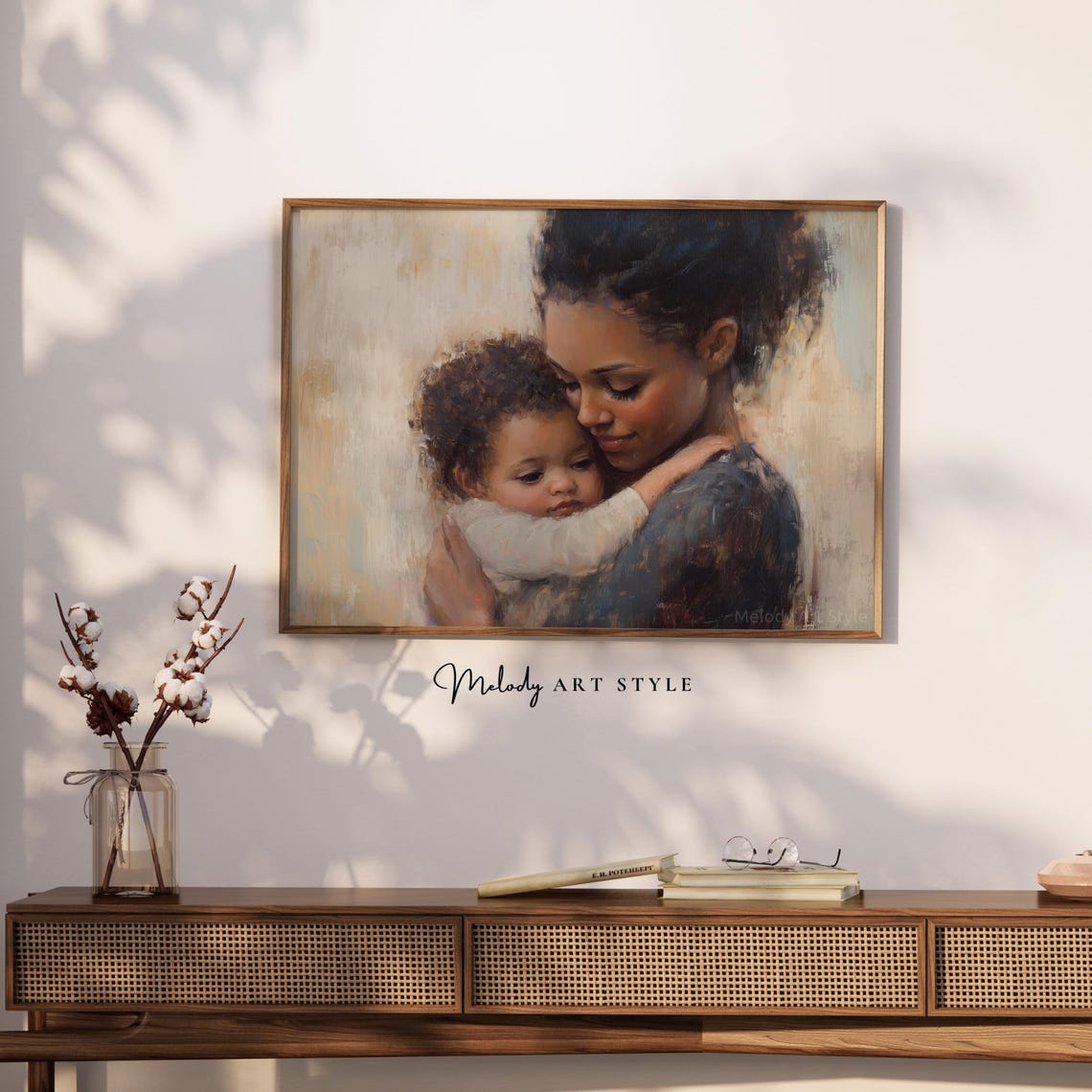 Loving Mother And Child Wall Art Nursery Decor Motherhood Oil Painting Print Portrait Art Mothers Day Instant P450 - Image 2