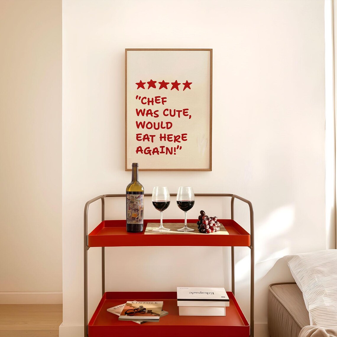 Chef Was Cute Print Trendy Decor Kitchen Print Kitchen Decor Kitchen Wall Art Kitchen Poster Yes Chef Restaurant Art Restaurant Art - Image 4