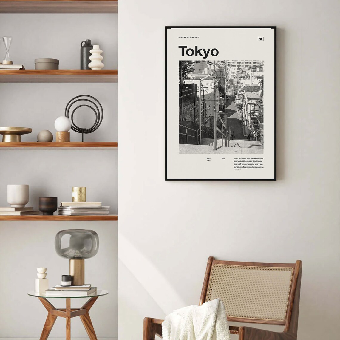 Tokyo Japan Street Mid Century Black and White Photography Poster - Image 4