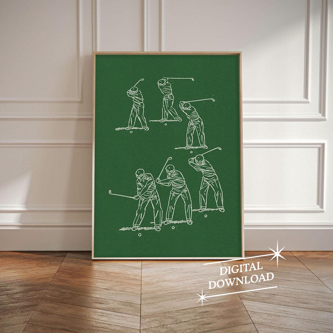 Golf Swing Technique Diagram Chalkboard Style Vintage Sports Poster