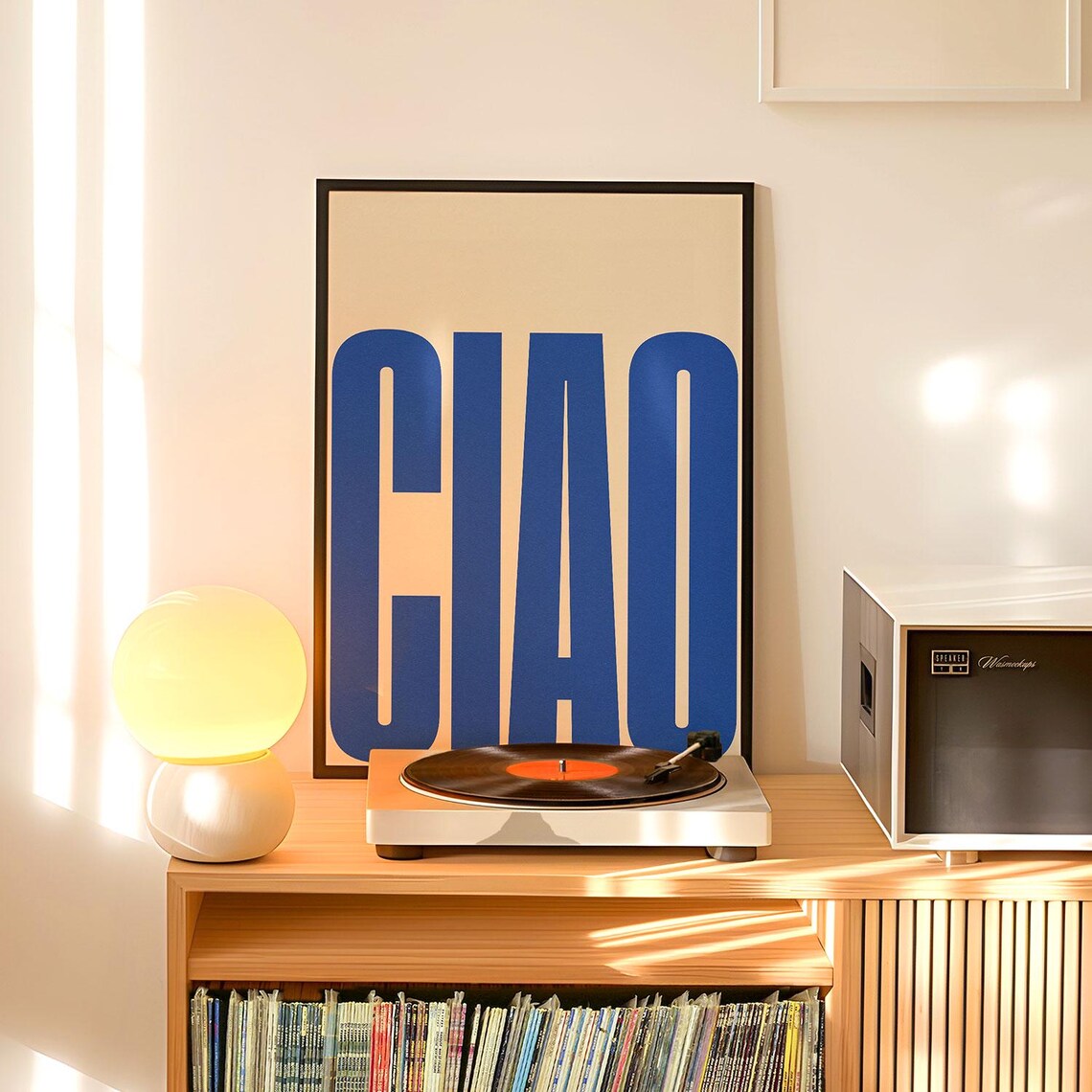 Large Ciao Italian Greeting Blue Minimalist Typography Poster - Image 4