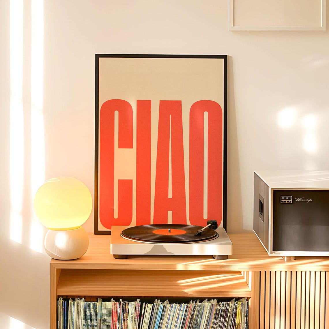 Large Ciao Italian Greeting Red Minimalist Typography Poster - Image 4